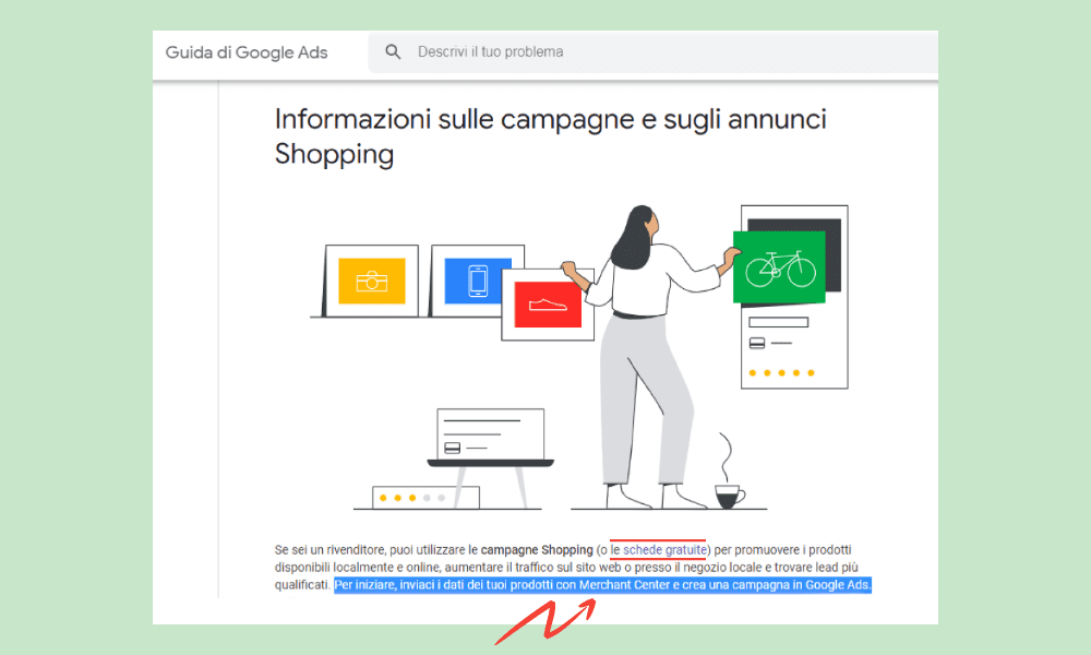 Una parte dell'immagine di Google dedicata alle informazioni di Google Shopping