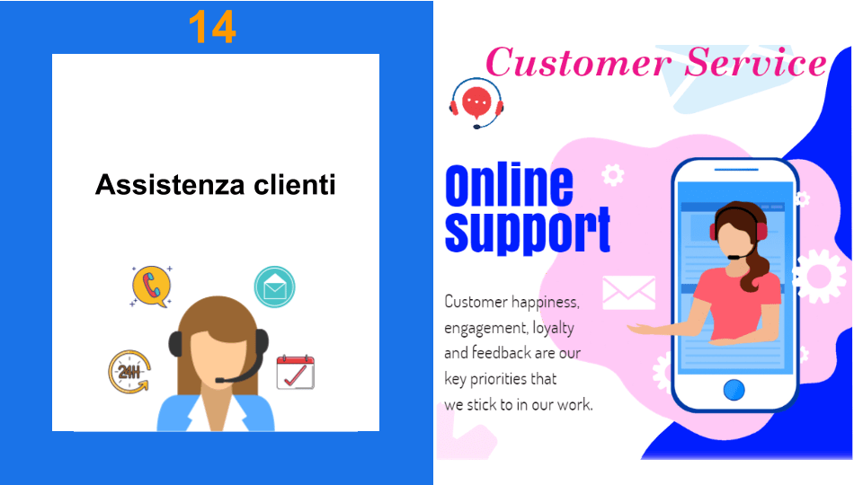 Signorina dell'assistenza clienti ed un'altra signorina dell'online support in lingua inglese