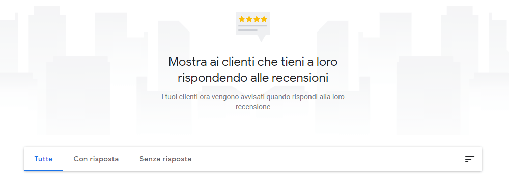 Screenshot dedicata alla sezione delle recensioni di Google My Business