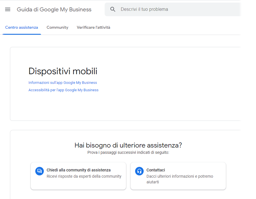 screenshot guida google my business app infomazioni accessibilità