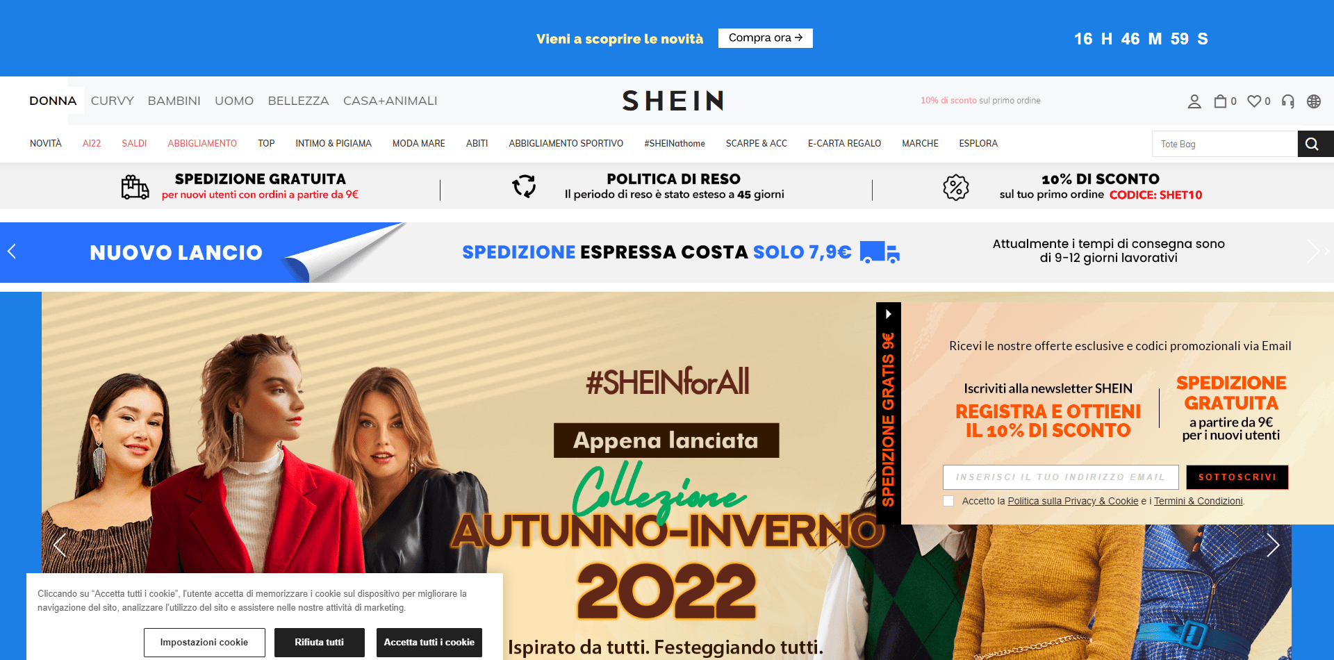 Shop abbigliamento Shein con offerte autunno inverno