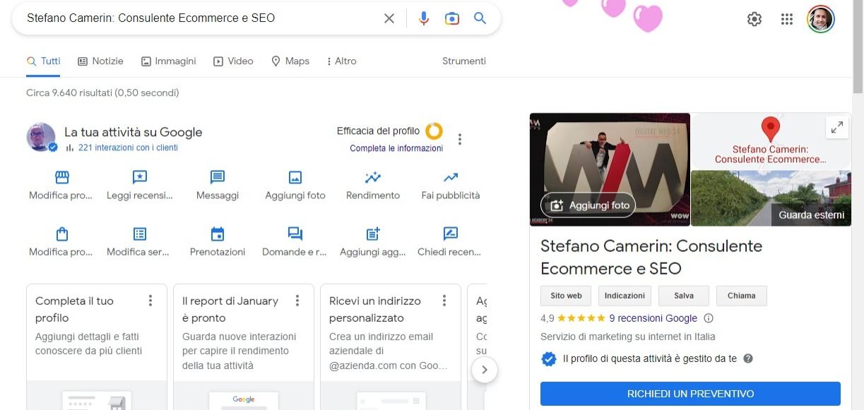 nuova interfaccia business in google